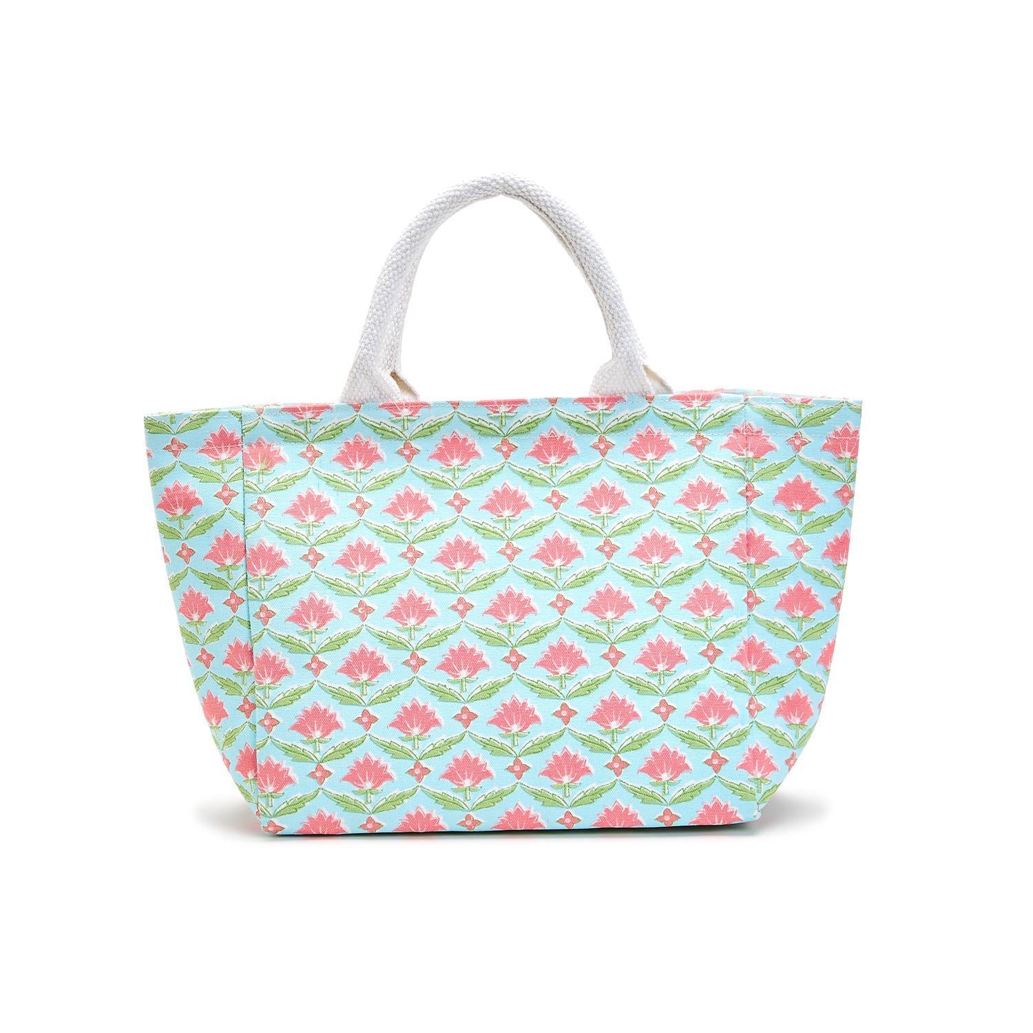 Floral Block Print Thermal Lunch Tote Bag - Image 3