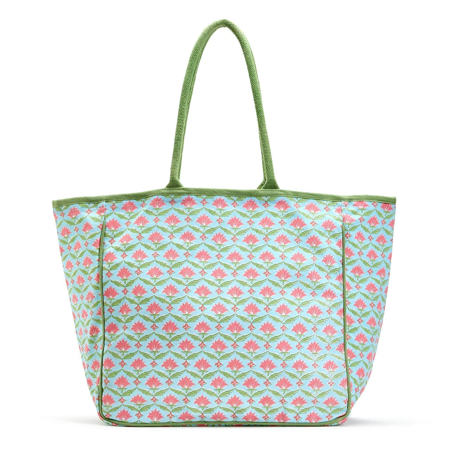 Floral Block Print Tote Bag - Image 3