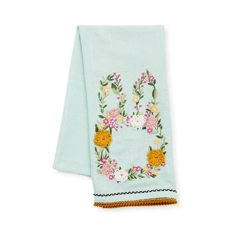 Floral Bunny Embroidered Dish Towel - Image 3