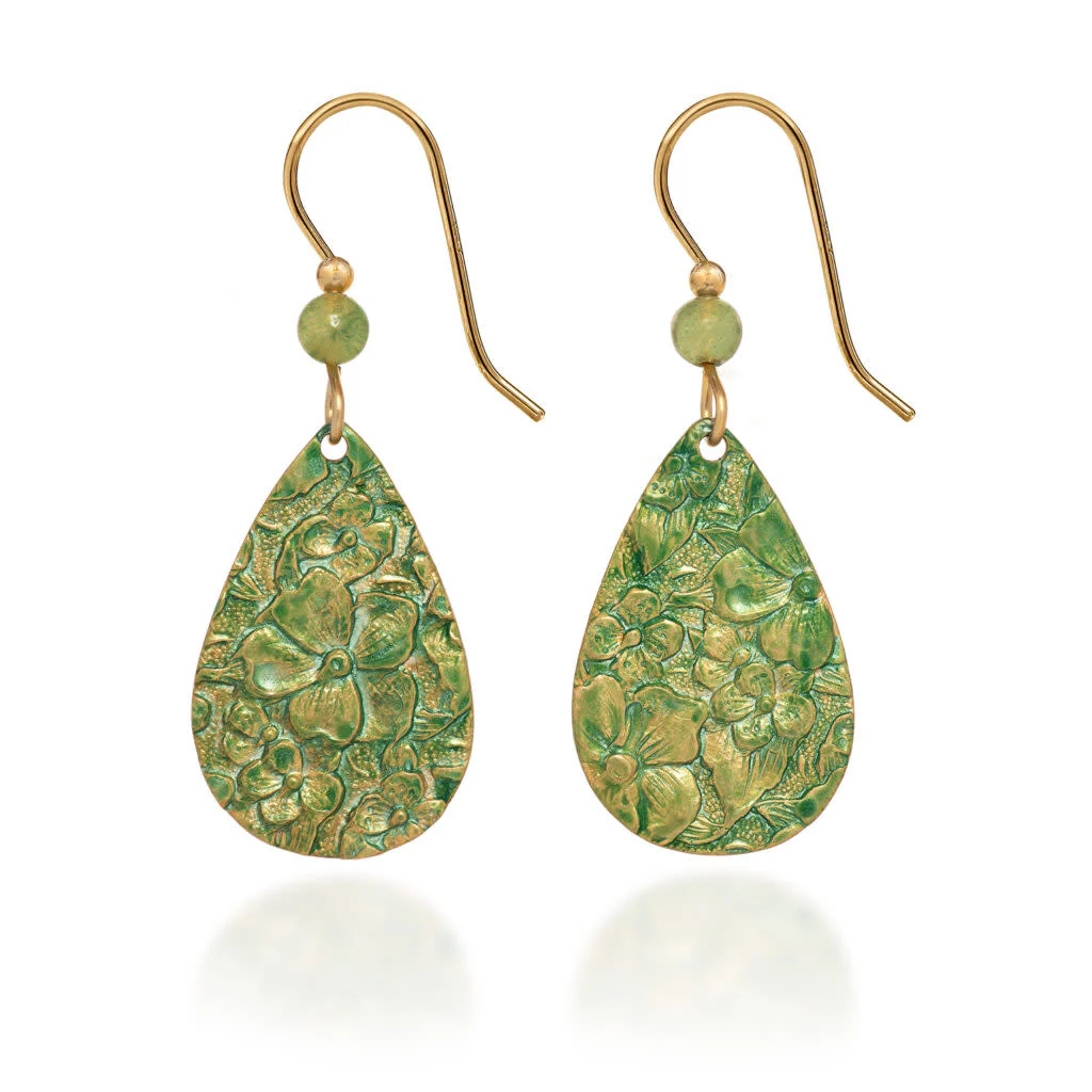 Flower Texture On Tear Earrings