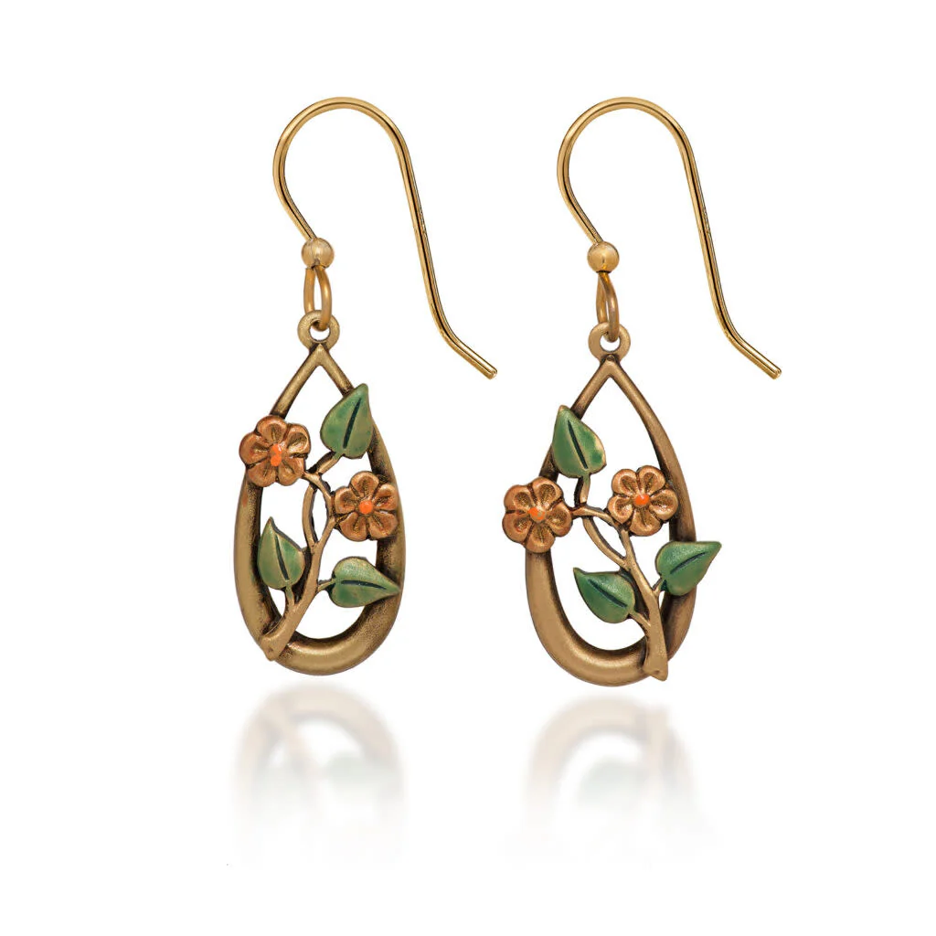 Flowers & Leaves in Tear Drop Earrings