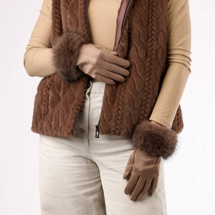 Fur Cuff Ultra Suede Gloves
