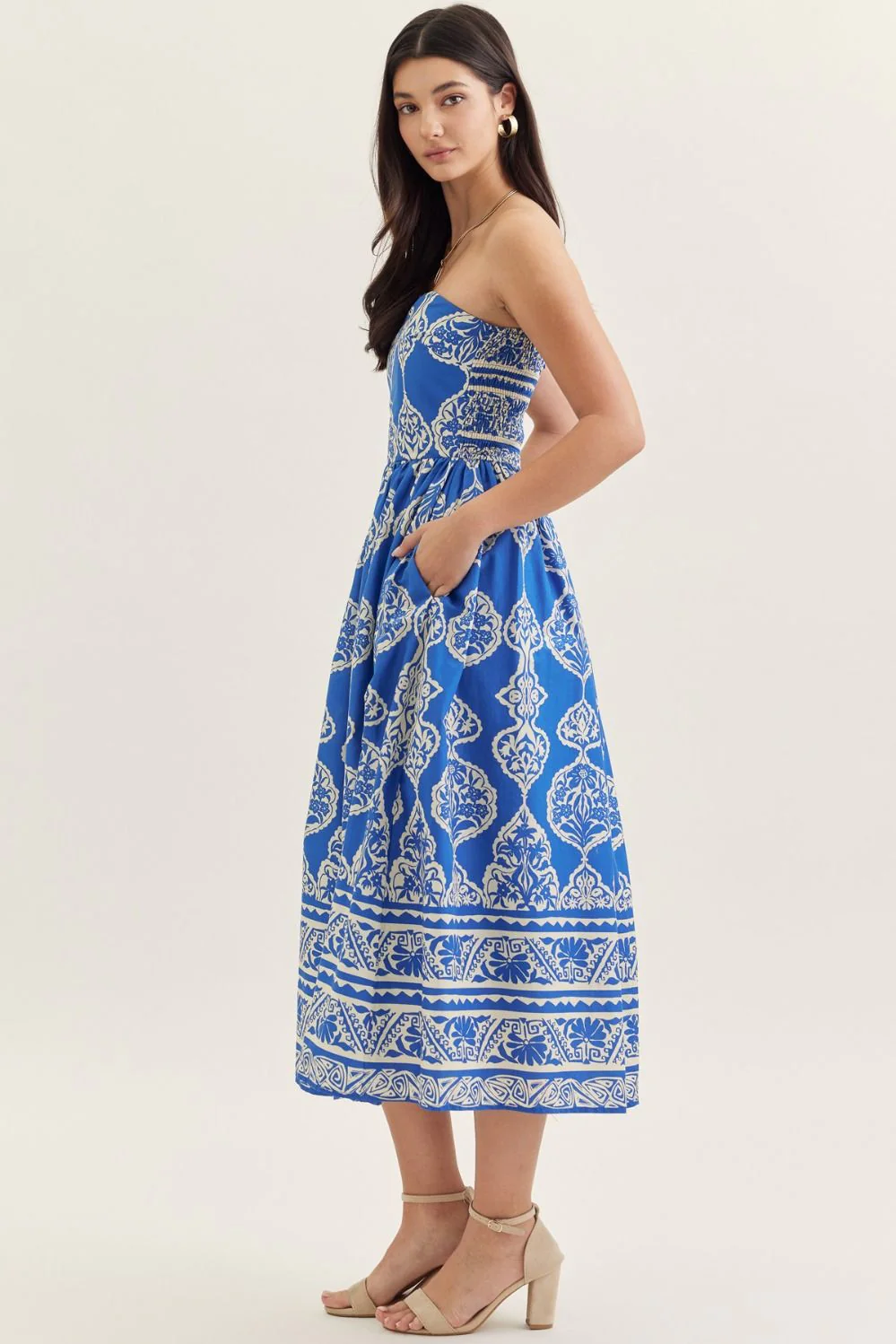 Gabrielle Printed Strapless Midi Dress - Image 2