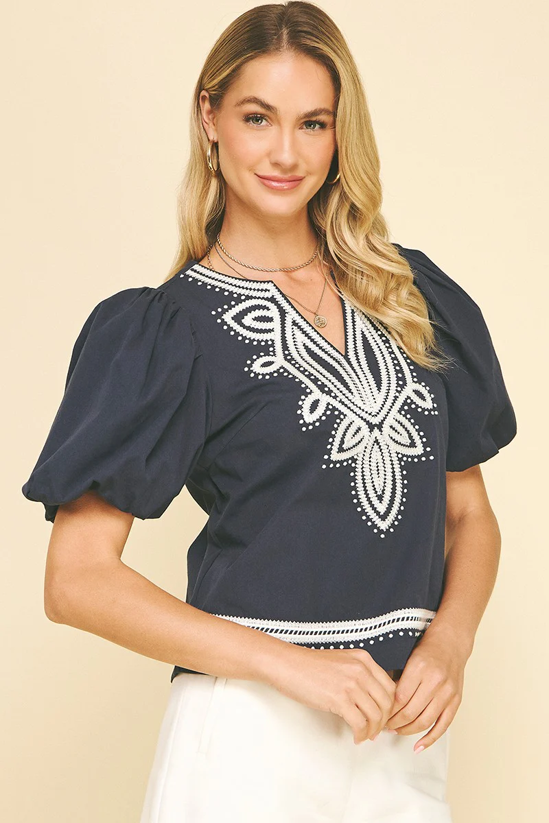 Gail Embroidered Detail Blouse Top - Image 3