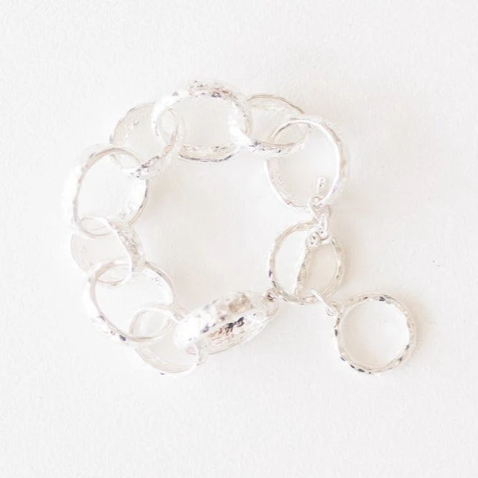 Georgann Hammered Silver Chunky Bracelet 7"