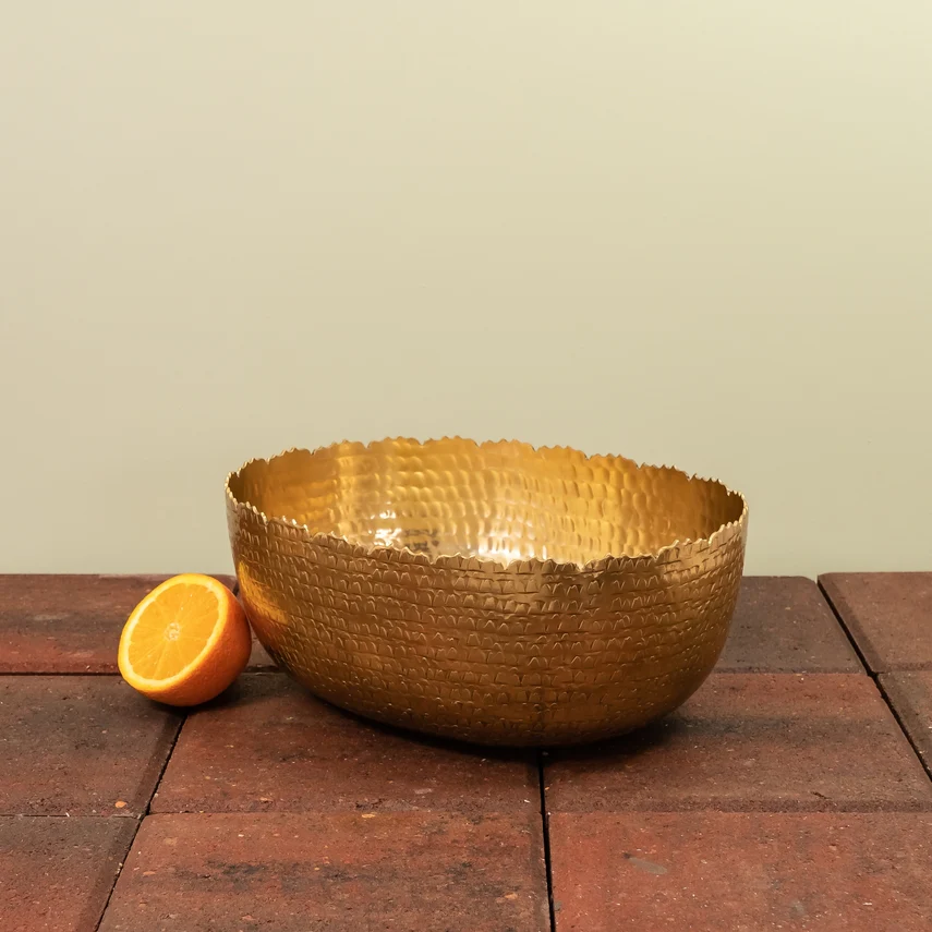 Gilded Oval Hammered Bowl - Image 3