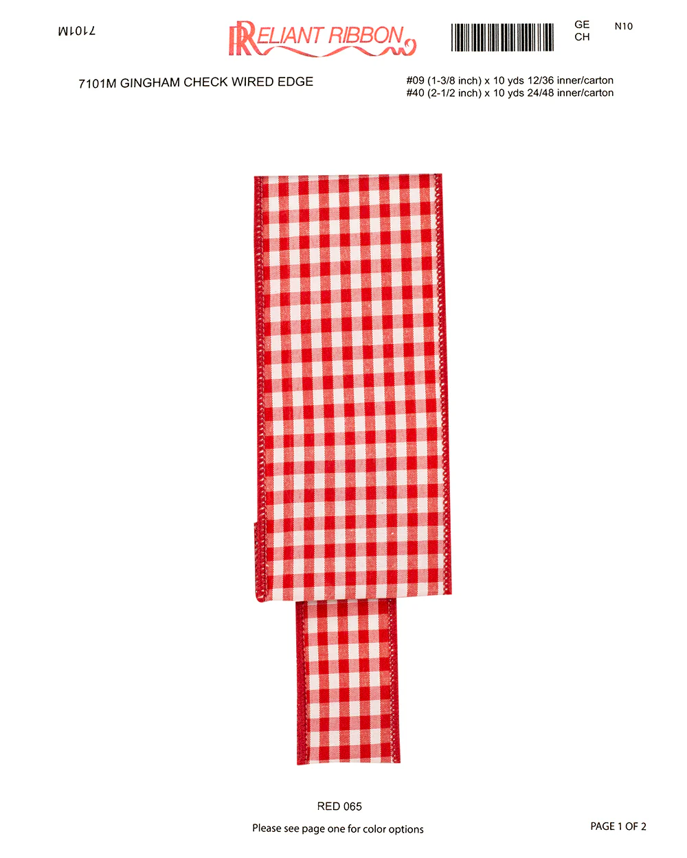 Gingham Check Wired Edge Red - Image 2