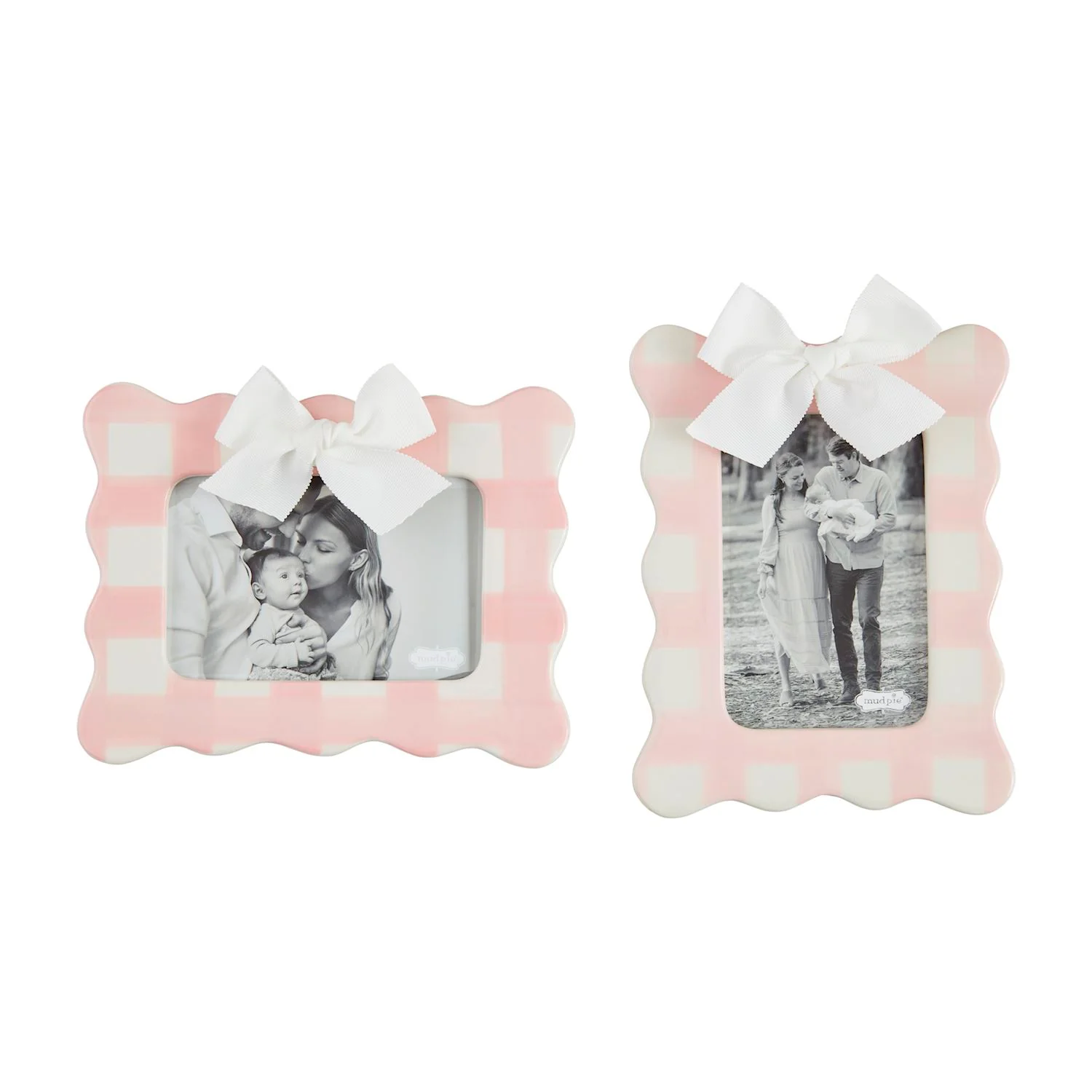 Gingham Pink Bow Frame