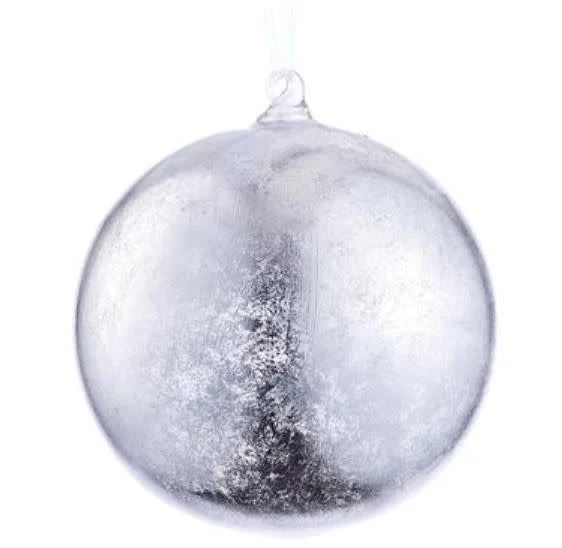 Glass Ball Ornament- Silver