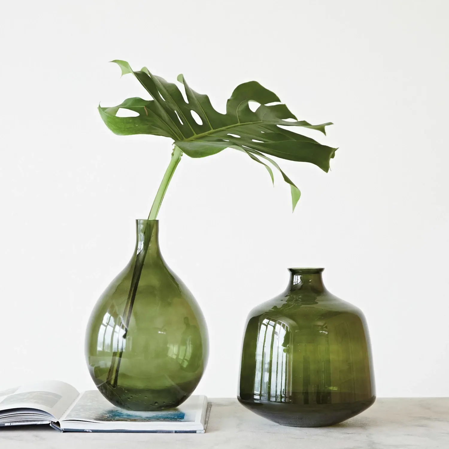 Glass Bottle Vase, Green - Image 2