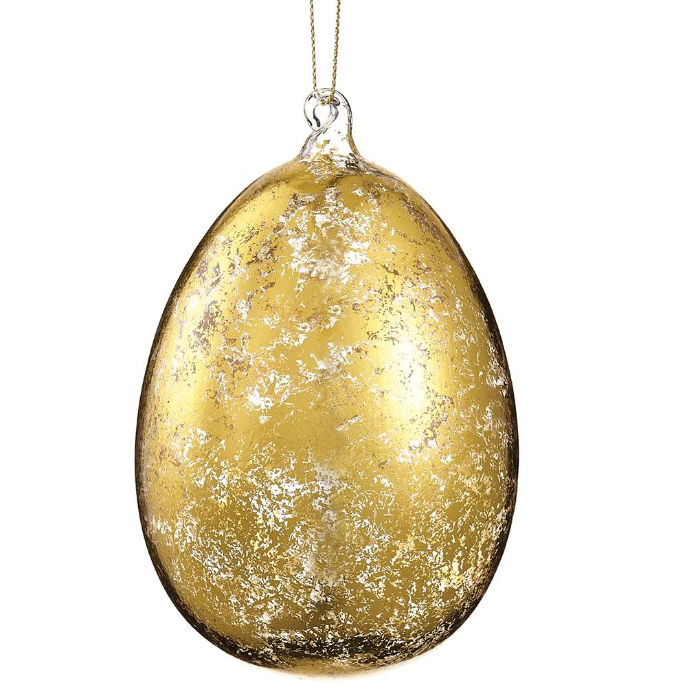 Glass Egg Ornament Gold Antique