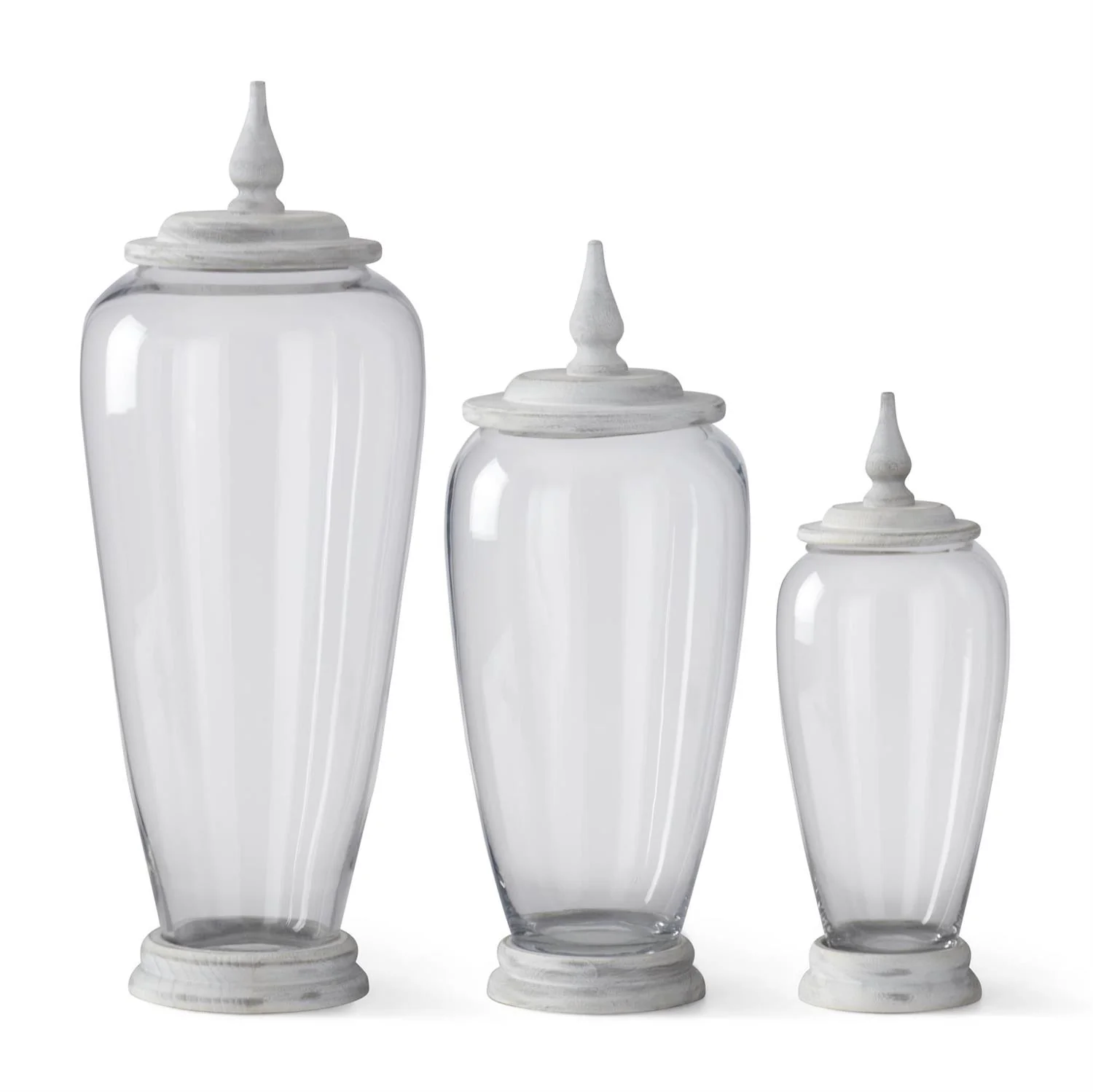 Glass Jars with White Wood Base and Lids - Image 2