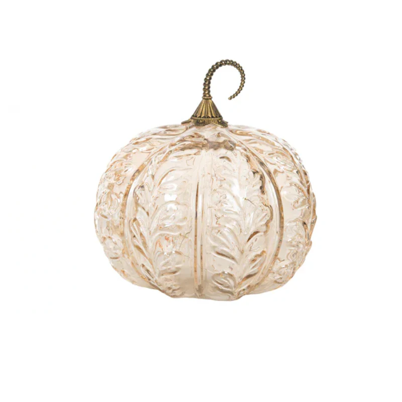 Glass Light Up Pumpkin with Petal Detail - Sold Individually - Image 3