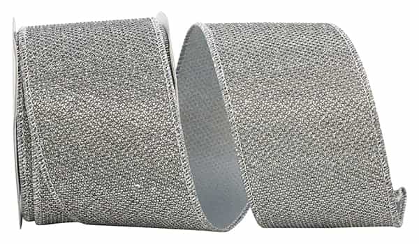 Glistening Mettallic Wire Edge Ribbon - Silver
