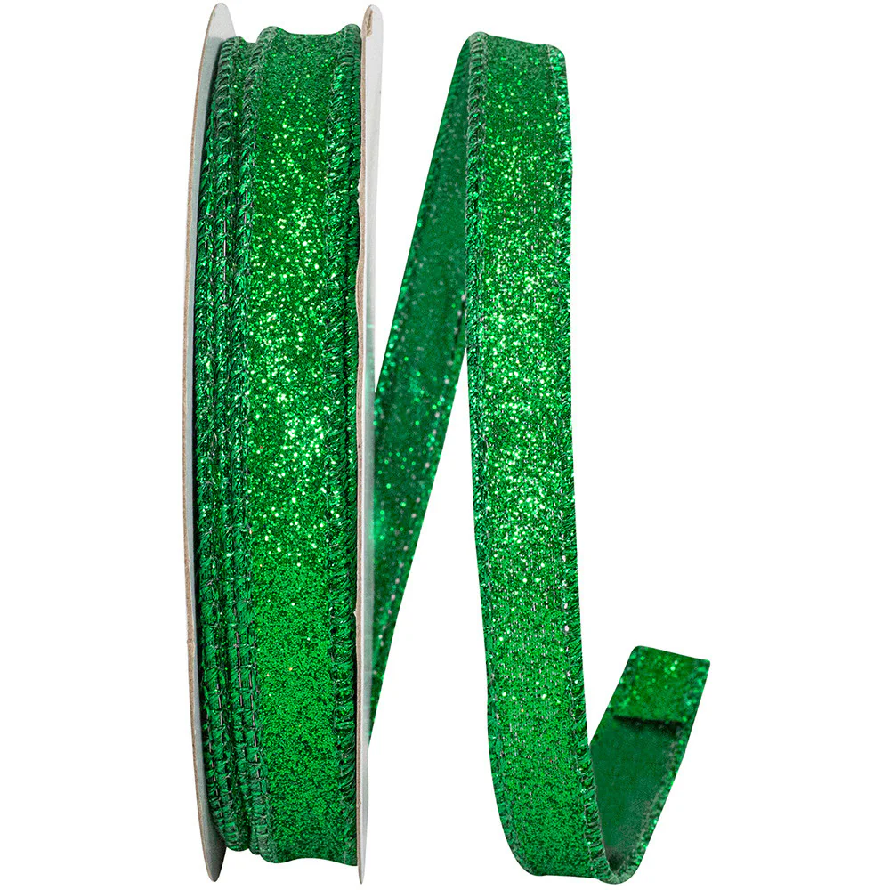Glitter Metallic Lame Glamour Wired Edge - Emerald