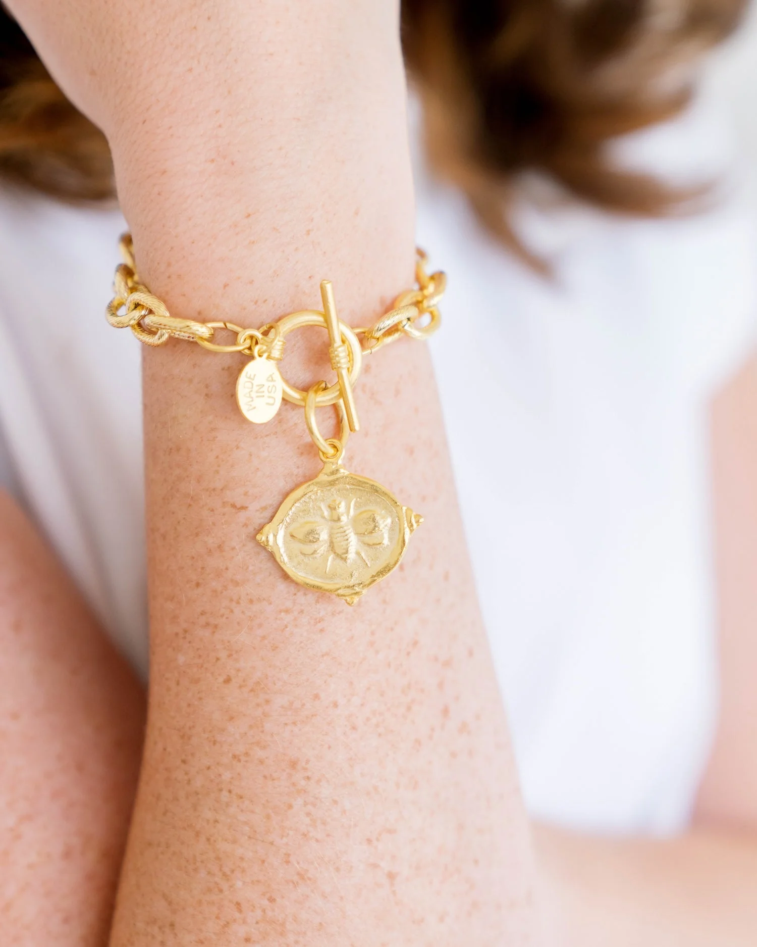 Gold Bee Intaglio Bracelet - Image 2