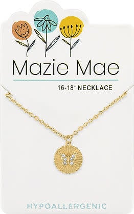 Gold Butterfly Disc Mazie Mae Necklace - Image 2
