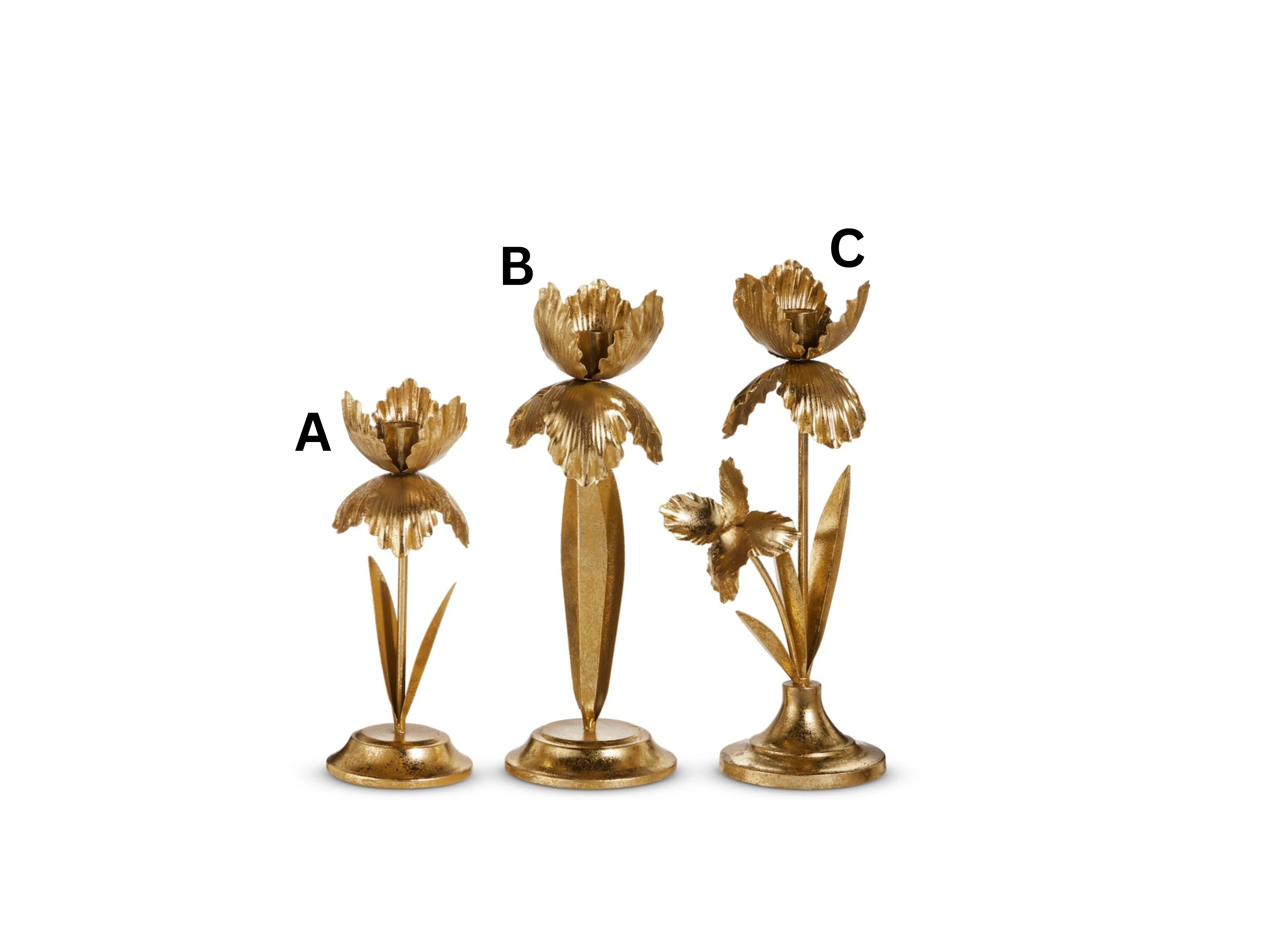 Gold Flowers On Candle Holder - Sold Individually - Image 2