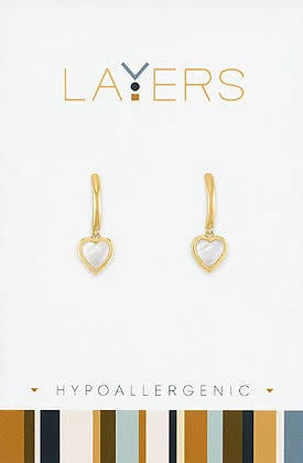 Gold Huggie Layers Earrings SS Heart