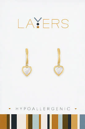 Gold Huggie Layers Earrings SS Heart - Image 2