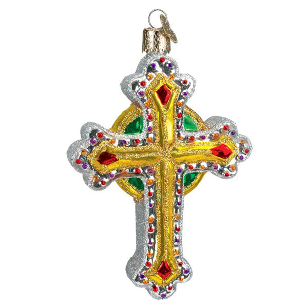 Gold Jeweled Cross Ornament - Image 2
