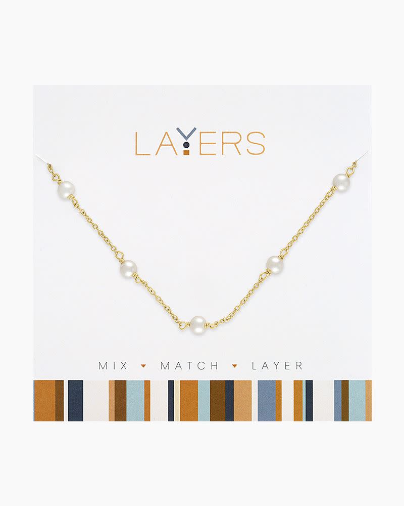Gold Multi Pearl Layers Necklace - Image 2