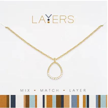 Gold Open Teardrop Pearl Layers Necklace