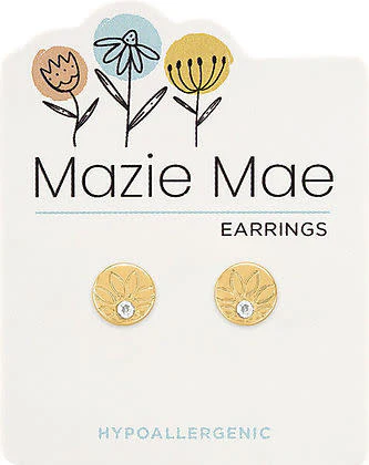 Gold Outlined Sunflower Stud Mazie Mae Earring