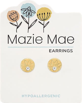 Gold Outlined Sunflower Stud Mazie Mae Earring - Image 2