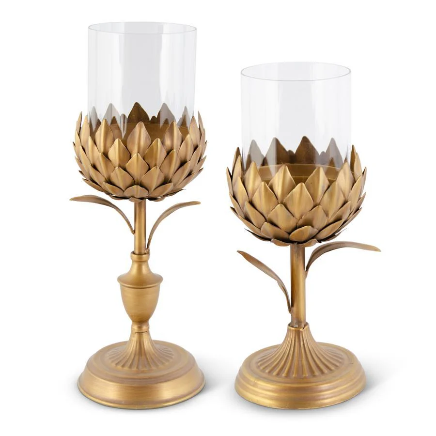 Gold Petal Candleholder on Round Base - Image 2