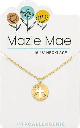 Gold Round Enamel Cross Mazie Mae Neckace - Image 2