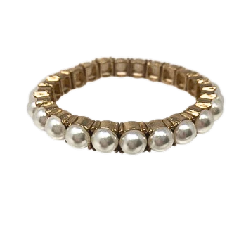 Gold Tone Faux Pearl Stretch Bracelet - Image 2