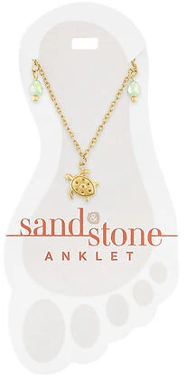 Gold Turtle Dangle Sand & Stone Anklet