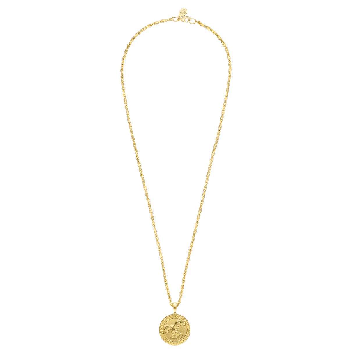 Gold USA Coin On 30" Rope Chain Necklace