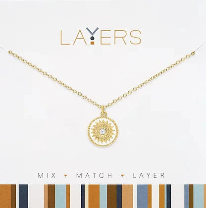 Gold White Starbust Coin Layers Necklace - Image 2