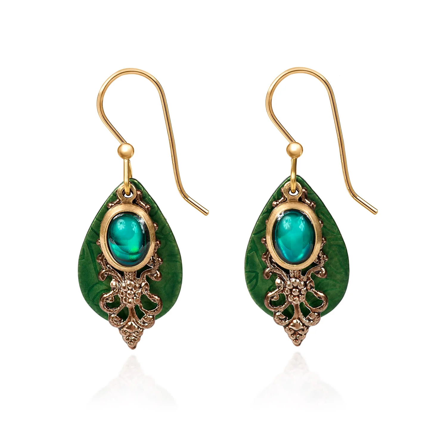 Green Abalone Layered Drop Earrings - Image 2