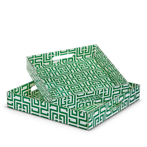 Green Greek Key Tray - Sold Individually