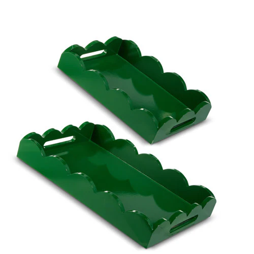 Dark Green Scalloped Tray - Sold Individually