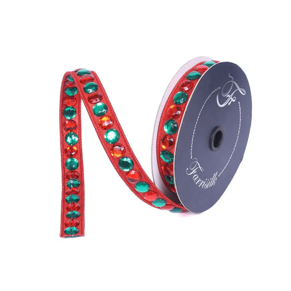 Gumdrop Garland Ribbon .75"X5YD Emerald & Red