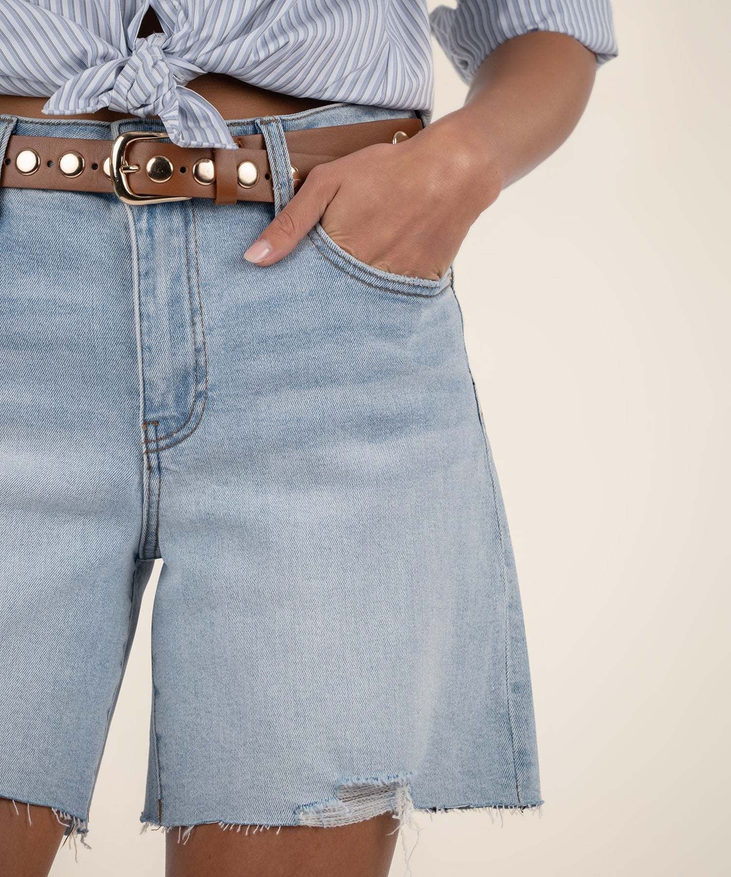 Hailey High Rise Short with Raw Hem - Image 4