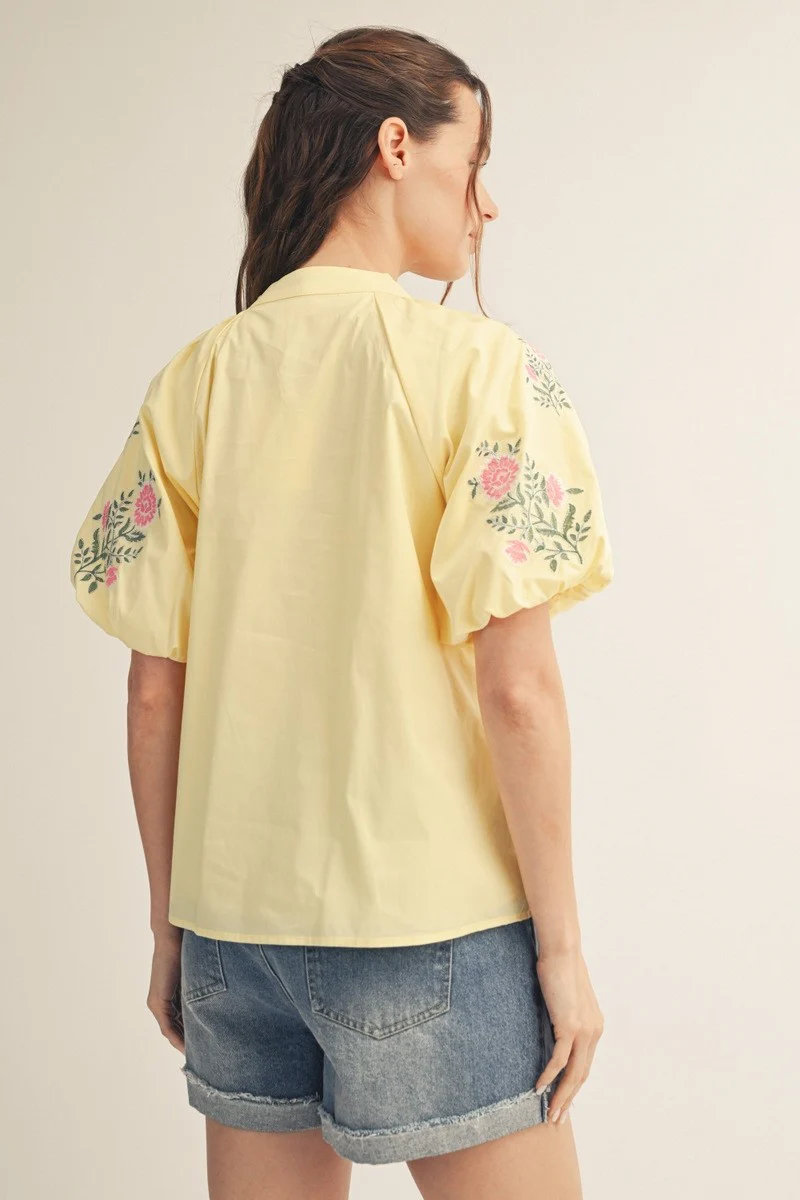 Hailey Short Puff Sleeve V Neck - Image 4
