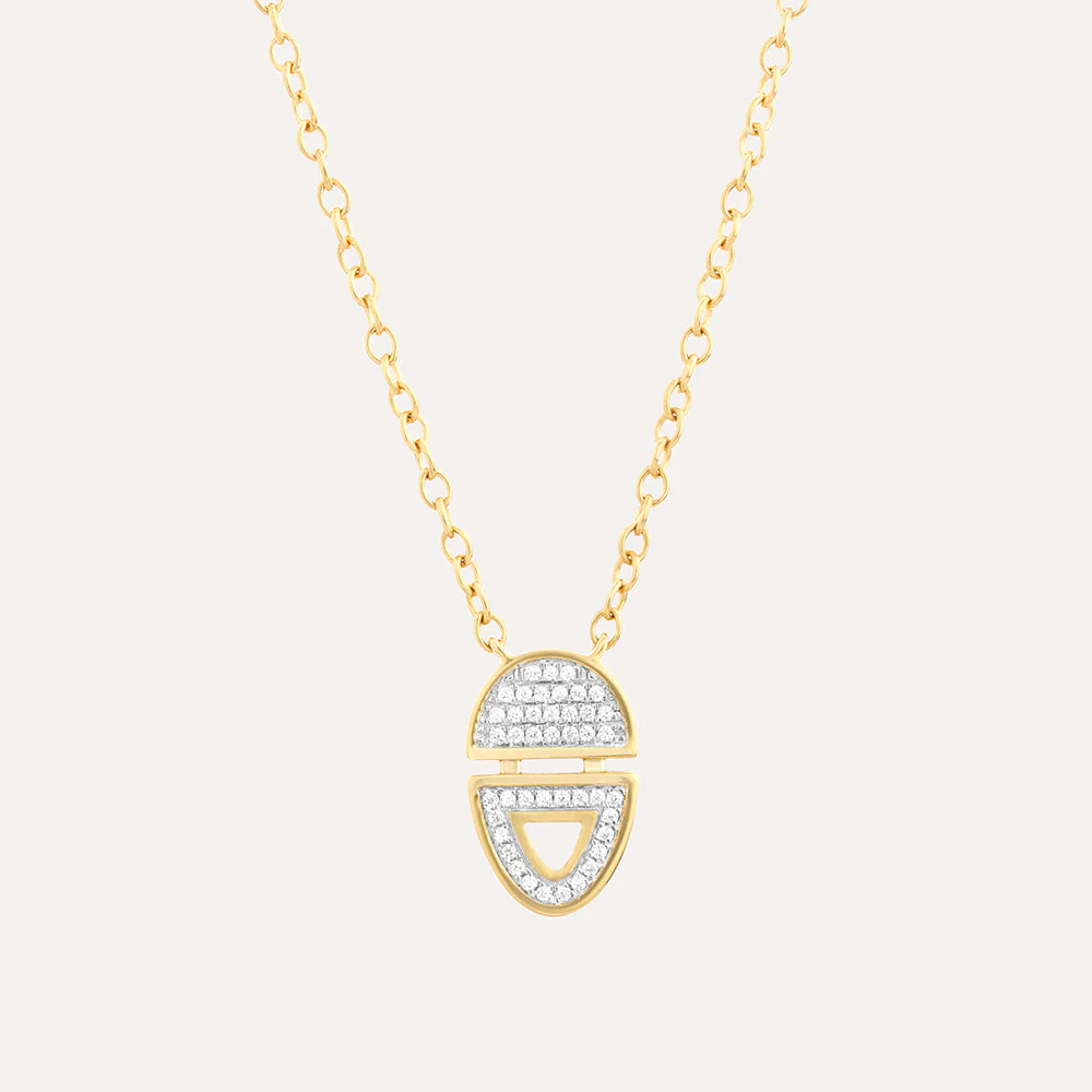 Half-Full Oval Pendant Necklace - Image 3