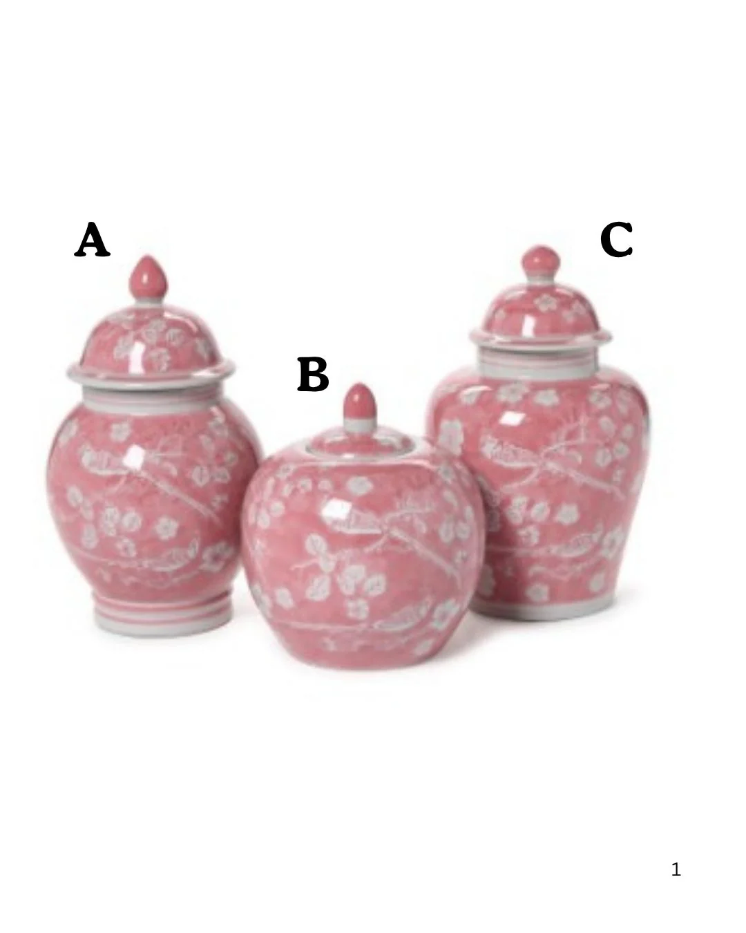 Hand-Painted Pink Chinoiserie Covered Jars - Ceramic - Image 8