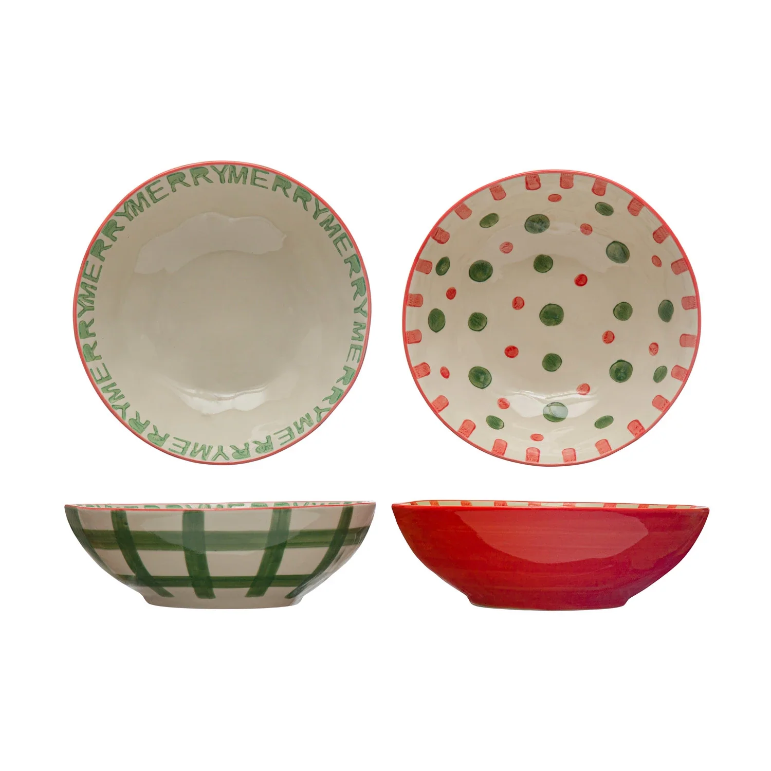 Hand-Painted Stoneware Bowl Word/Pattern