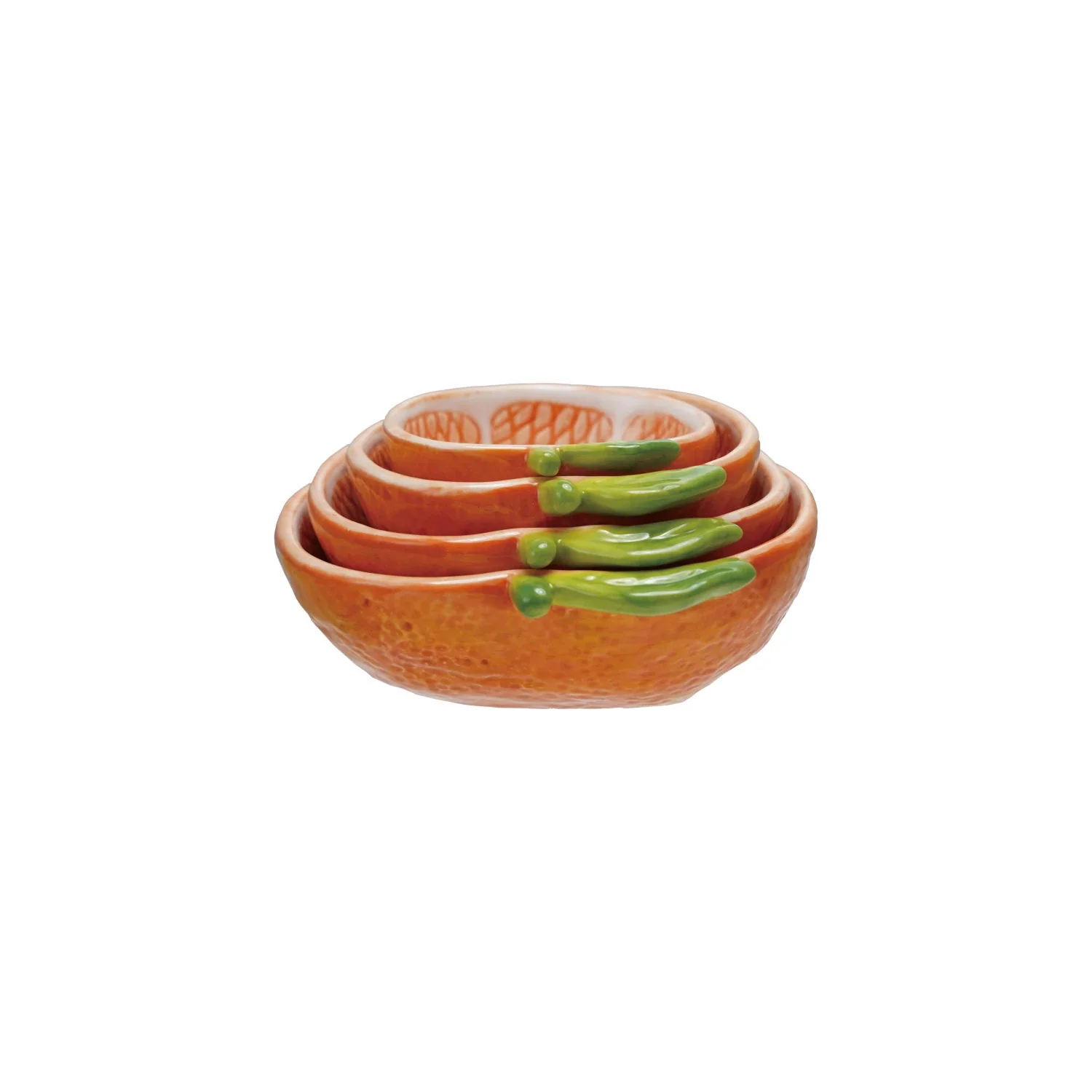 Hand-Painted Stoneware Clementine Shaped Measuring Cups Set of 4 - Sold as Set - Image 2