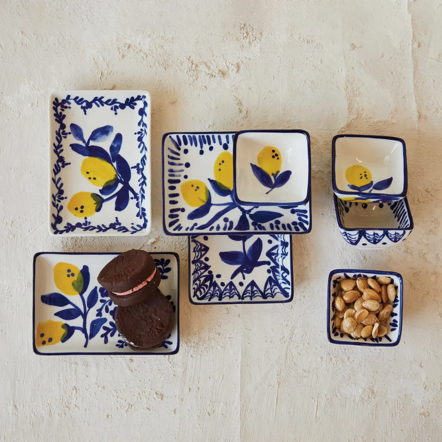 Hand-Painted Stoneware Dish with Lemons - Image 2