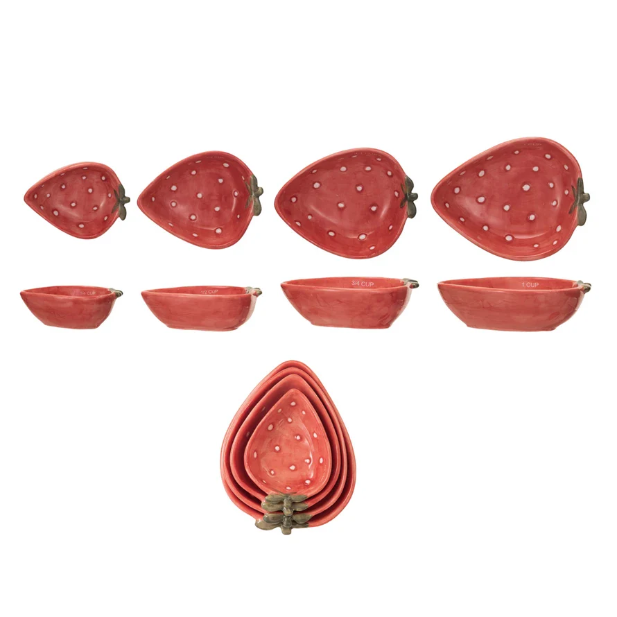 Hand-Painted Strawberry Shaped Measuring Cups - Sold as Set - Image 2
