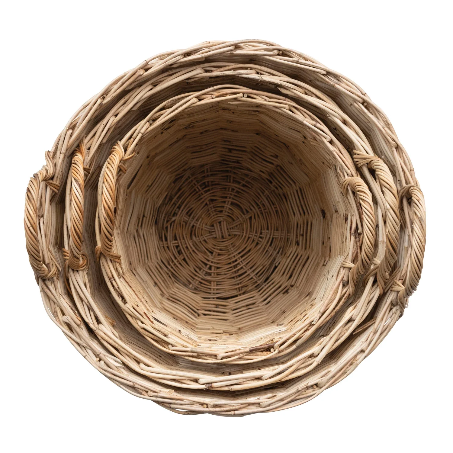 Hand-Woven Rattan Basket with Handles Natural - Image 2