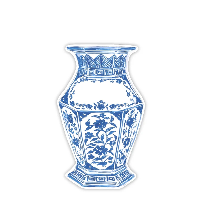 Handpainted Blue Chinoiserie Urn Die-Cut Accents - Image 2