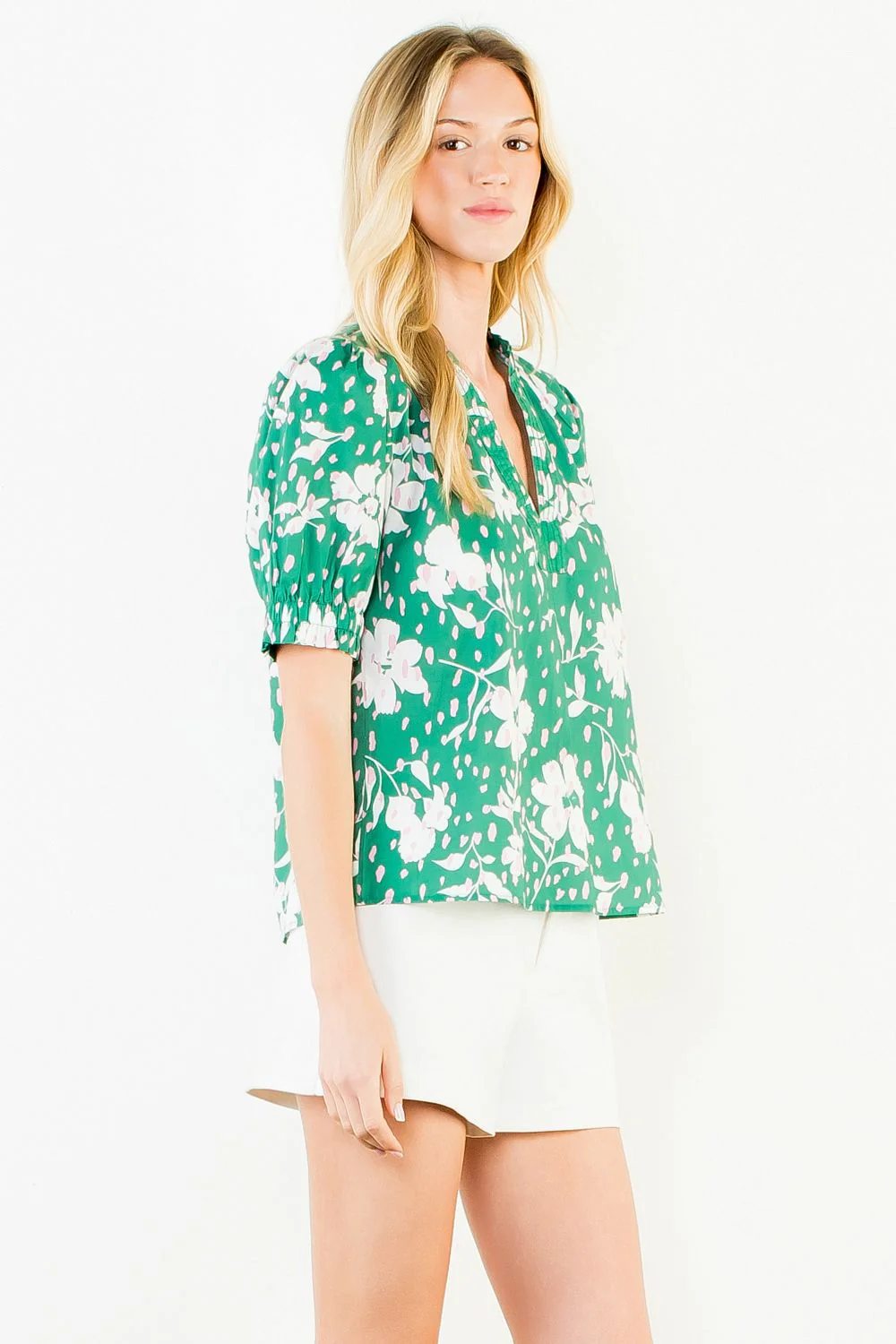 Hannah Floral Print With Ruffled Neck And Sleeve Top - Image 2